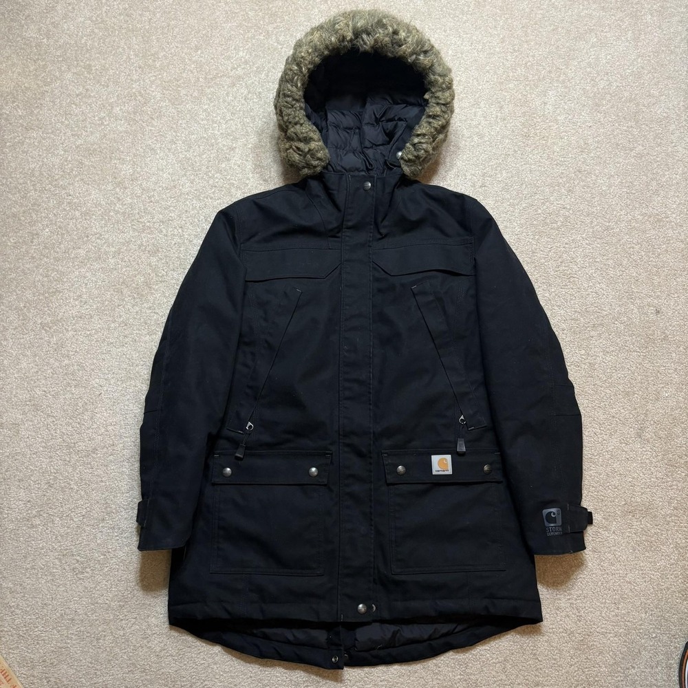 Carhartt Women's Black Parka with Faux Fur-Trim Hood